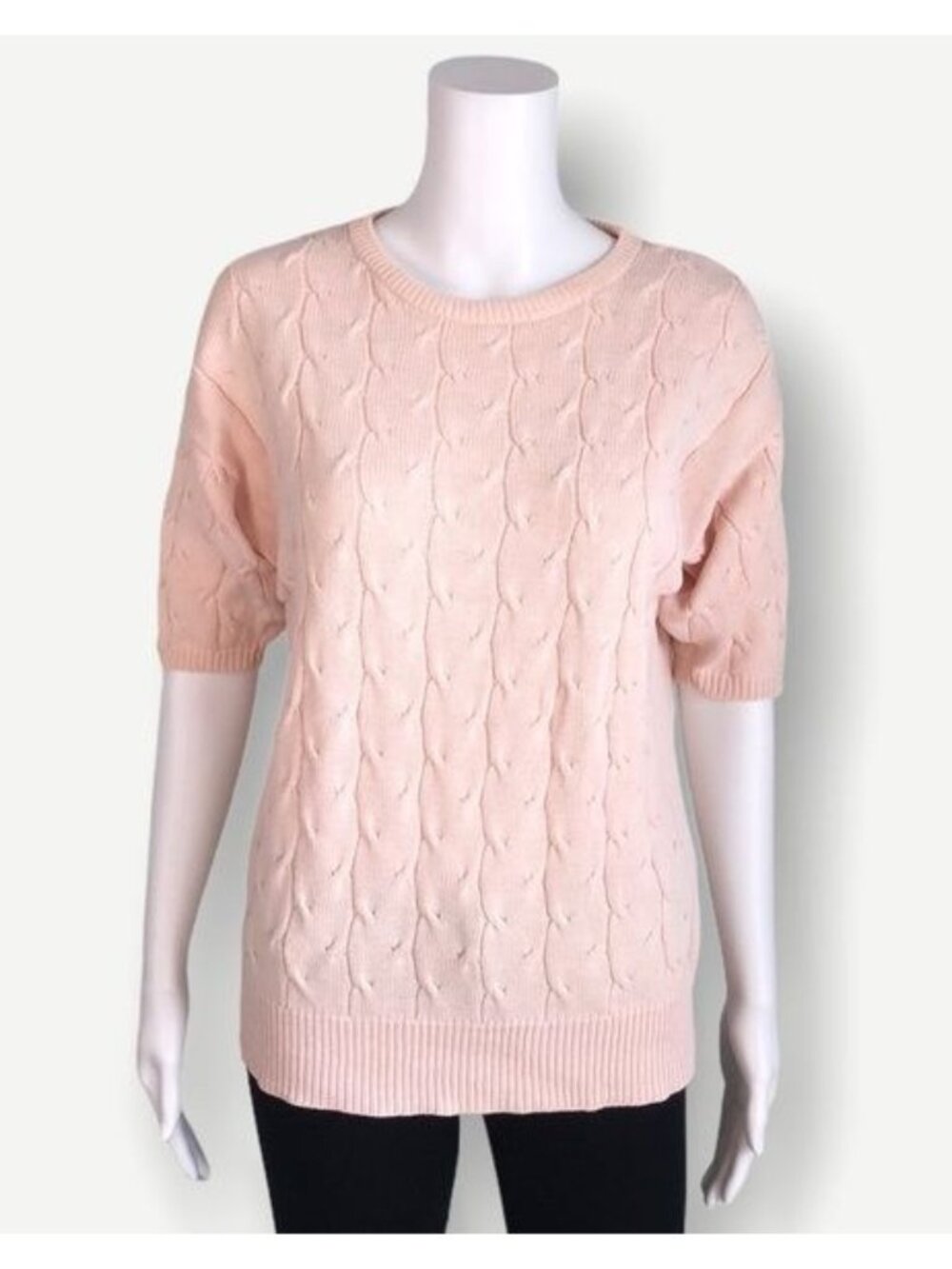 VINTAGE Calana Baby Pink Cable Knit Sweater - S